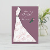 Uitnodiging Vrijgezellenfeest jurk silhouet pruim (Staand voorkant)