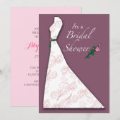 Uitnodiging Vrijgezellenfeest jurk silhouet pruim (Voorkant / Achterkant)