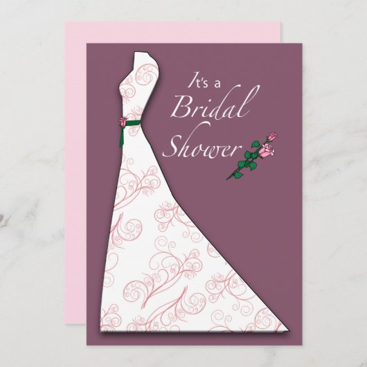 Uitnodiging Vrijgezellenfeest jurk silhouet pruim (Voorkant / Achterkant)