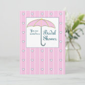 Uitnodiging, Vrijgezellenfeest Roze Umbrella Kaart (Staand voorkant)