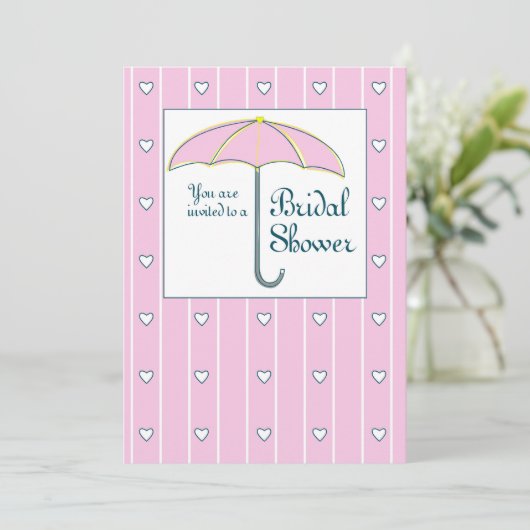 Uitnodiging, Vrijgezellenfeest Roze Umbrella Kaart (Staand voorkant)