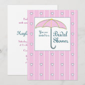 Uitnodiging, Vrijgezellenfeest Roze Umbrella Kaart (Voorkant / Achterkant)