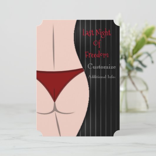 Uitnodiging vrijheidspartij Bachelor (Staand voorkant)