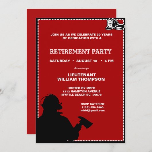 Uitnodiging vuurman/brandweerhoofd (Voorkant / Achterkant)