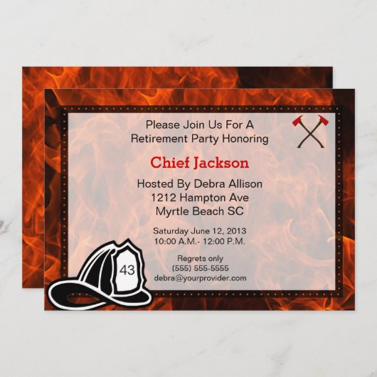 Uitnodiging vuurman/hoofdpartij (Voorkant / Achterkant)