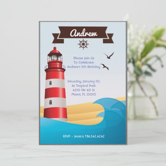 Uitnodiging vuurtoren (Staand voorkant)