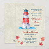 Uitnodiging vuurtoren Nautical Retirement Party (Voorkant / Achterkant)