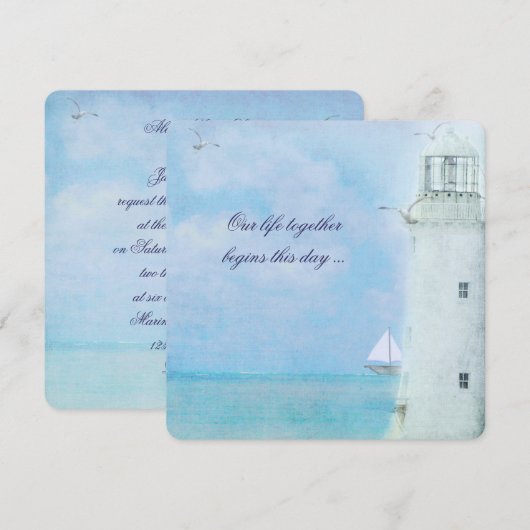 Uitnodiging vuurtoren voor bruiloft (Voorkant / Achterkant)