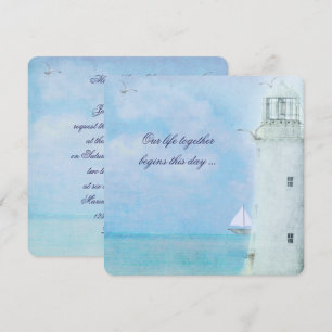 Uitnodiging vuurtoren voor bruiloft