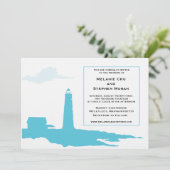 Uitnodiging vuurtoren voor bruiloft (Staand voorkant)