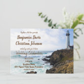 Uitnodiging vuurtoren voor bruiloft (Staand voorkant)