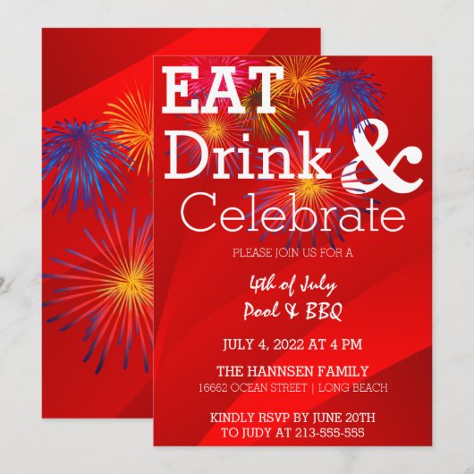 Uitnodiging vuurwerkpartij vieren (Voorkant / Achterkant)