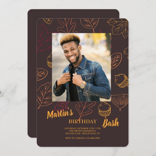 Uitnodiging warme herfstfoto (Voorkant / Achterkant)