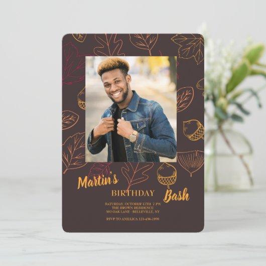 Uitnodiging warme herfstfoto (Staand voorkant)