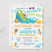 Uitnodiging Water Glijbaan Feest, Bewerkbare Water (Voorkant)