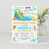 Uitnodiging Water Glijbaan Feest, Bewerkbare Water (Staand voorkant)