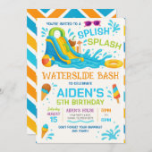 Uitnodiging Waterglijbaan Feest, Bewerkbare Waterg (Voorkant / Achterkant)