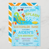 Uitnodiging Waterglijbaan Feest, Waterglijbaan Ver (Voorkant / Achterkant)