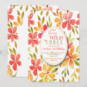 Uitnodiging watermeloen bloemen (Voorkant / Achterkant)