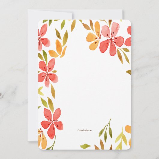 Uitnodiging watermeloen bloemen (Achterkant)