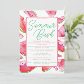 Uitnodiging Watermeloen Zomerfeest Zwembadfeest (Staand voorkant)