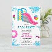 Uitnodiging waterslide feest verjaardag  (Staand voorkant)