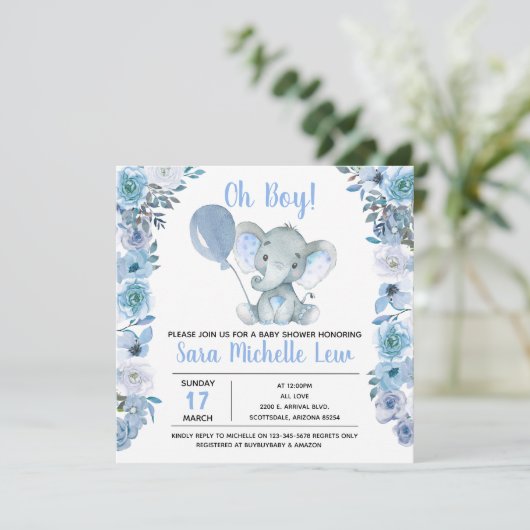 Uitnodiging Waterverf Baby shower (Staand voorkant)