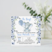 Uitnodiging Waterverf Baby shower (Staand voorkant)