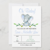 Uitnodiging Waterverf Baby shower Elephant (Voorkant)