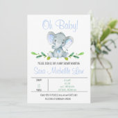 Uitnodiging Waterverf Baby shower Elephant (Staand voorkant)