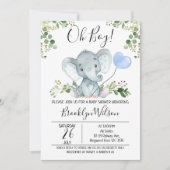 Uitnodiging Waterverf Baby shower Elephant (Voorkant)