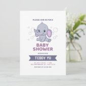 Uitnodiging Waterverf Baby shower Elephant (Staand voorkant)