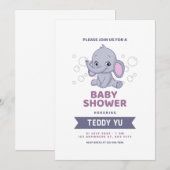 Uitnodiging Waterverf Baby shower Elephant (Voorkant / Achterkant)