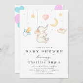 Uitnodiging Waterverf Baby shower Elephant (Voorkant / Achterkant)
