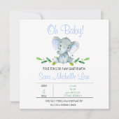Uitnodiging Waterverf Baby shower Elephant (Voorkant)