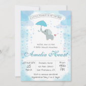 Uitnodiging Waterverf Baby shower Elephant (Voorkant)
