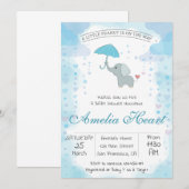 Uitnodiging Waterverf Baby shower Elephant (Voorkant / Achterkant)