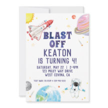 Uitnodiging waterverf laatste dag ruimtevaart