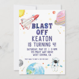 Uitnodiging waterverf laatste dag ruimtevaart