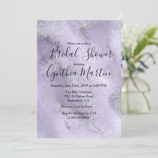 Uitnodiging Waterverf van de Bridal van de Lavende (Staand voorkant)