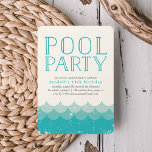 Uitnodiging  Waves Pool Party<br><div class="desc">Kop de zomer af met een pooside baasje! Onze uitnodigingen van de zomerpoolpartij zijn voorzien van geïsoleerde oceaangolven illustraties in koele tinten van blauwgroen, turquoise en munt, met "poolpartij" in de overeenkomstige blauwgroen handgeschreven stijl typografie. Voeg je partijgegevens toe met behulp van de opgegeven velden voor sjabloon. Ideaal voor feestjes...</div>