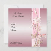 Uitnodiging Weddenschap Roze Foto Floral Lijst (Achterkant)