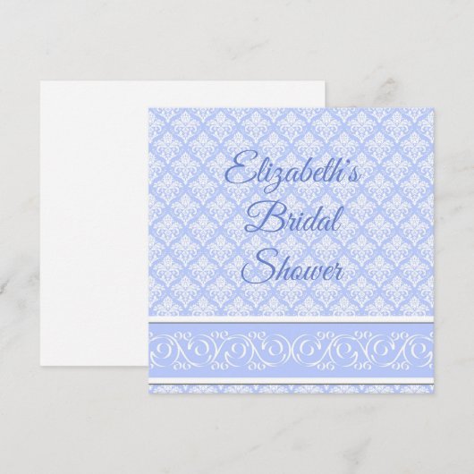 Uitnodiging - Wedgewood Blauw Damast (Voorkant / Achterkant)