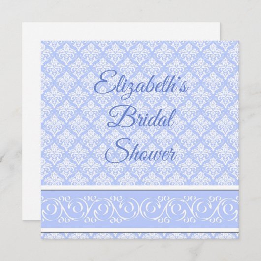 Uitnodiging - Wedgewood Blue Damask (Voorkant / Achterkant)