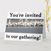 Uitnodiging wenskaart, Pelikanen (Gele Bloem)