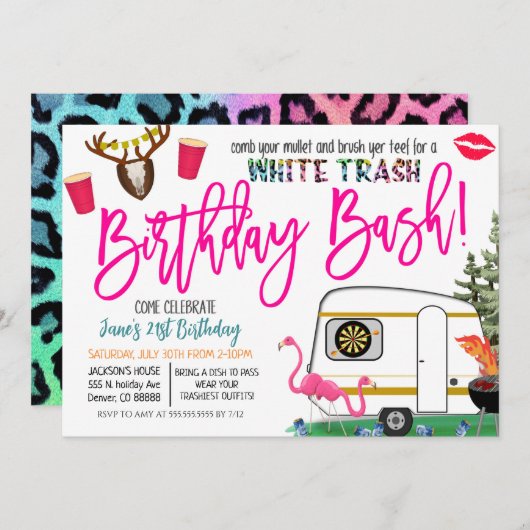 Uitnodiging White Trash Bash (Voorkant / Achterkant)