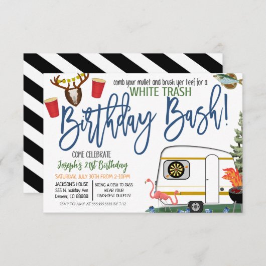 Uitnodiging White Trash Bash (Voorkant / Achterkant)