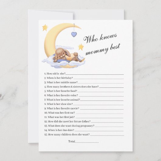 Uitnodiging Wie kent mama het beste. (Voorkant)