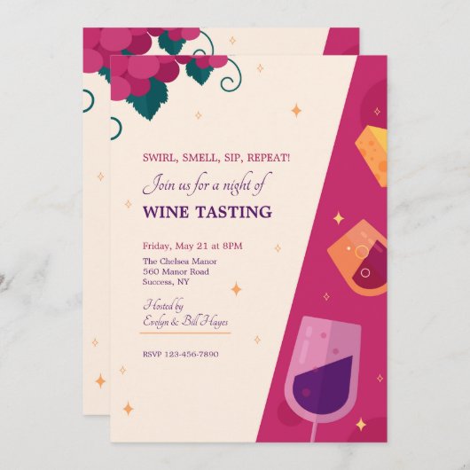 Uitnodiging wijnpartij (Voorkant / Achterkant)