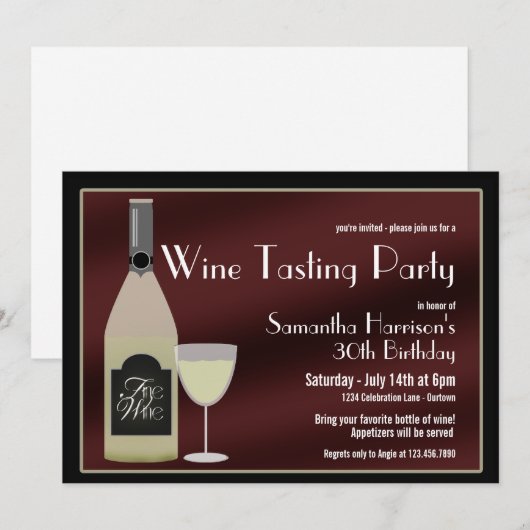 Uitnodiging wijnpartij (Voorkant / Achterkant)